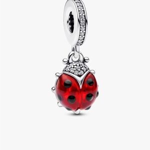 Authentic Pandora Dangling Red Crystal Ladybug Charm S925